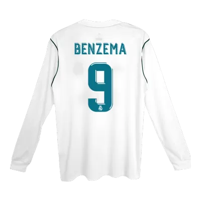 Real Madrid BENZEMA #9 Home Retro Long Sleeve Soccer Jersey 2017/18 - acejersey