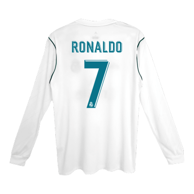 Real Madrid RONALDO #7 Home Retro Soccer Jersey Long Sleeve 2017/18 - acejersey
