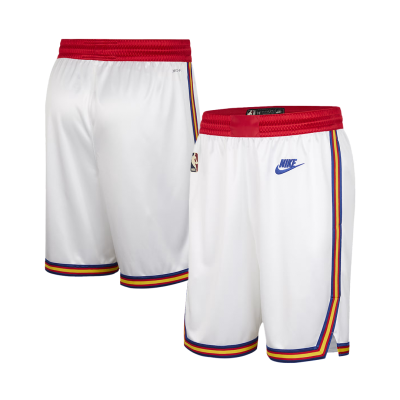 Men's Golden State Warriors White Swingman Basketball Shorts 2024/25 - Classic Edition - acejersey