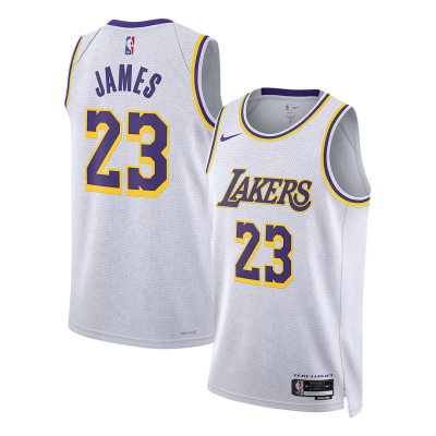 Men's Los Angeles Lakers LeBron James #23 White Association Swingman Jersey 2022/23 - acejersey
