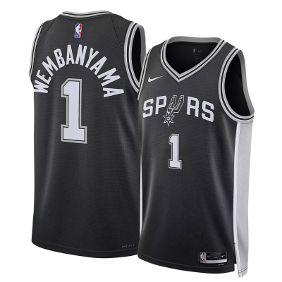 Men's San Antonio Spurs Victor Wembanyama #1 Black Icon Swingman Jersey 2022/23 - acejersey