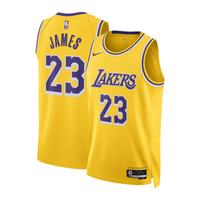 Men's Los Angeles Lakers LeBron James #23 Gold Swingman Jersey 2022/23 - Icon Edition - acejersey