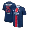 Men's PSG CHAMPIONS #25 Home Soccer Jersey CHAMPIONS OF EUROPE 2024/25 - acejersey