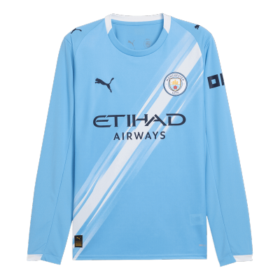 Manchester City Home Long Sleeve Soccer Jersey 2025/26 Blue - acejersey