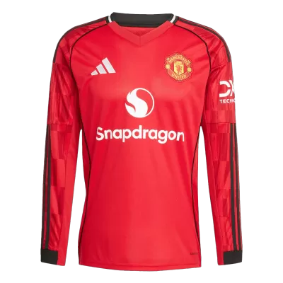 Men's Manchester United Home Long Sleeve Soccer Jersey 2025/26 - acejersey