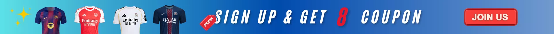 Register and get $8 Coupon - acejersey