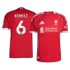 Liverpool KERKEZ #6 Home Soccer Jersey 2025/26 - Player Version - acejersey
