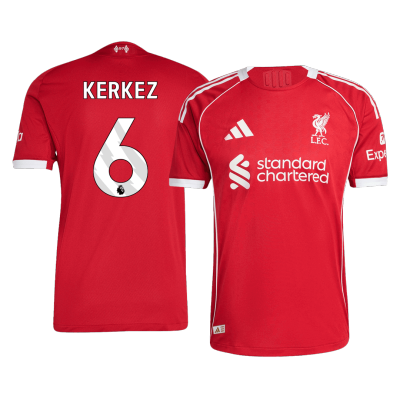 Liverpool KERKEZ #6 Home Soccer Jersey 2025/26 - Player Version - acejersey