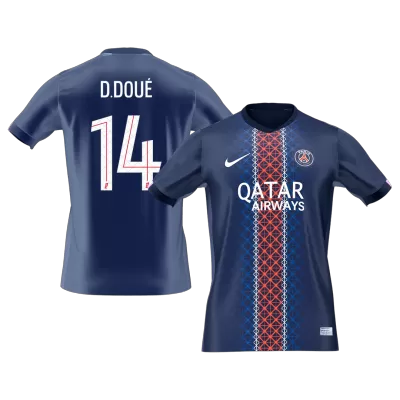 Men's PSG D.DOUÉ #14 Home Soccer Jersey 2025/26 - acejersey