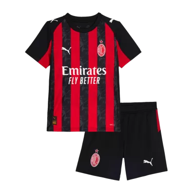Kid's AC Milan Home Jersey Kit(Jersey+Shorts) 2025/26 - acejersey