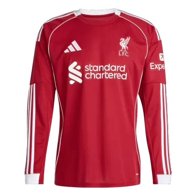 Men's Liverpool Home Long Sleeve Soccer Jersey 2025/26 - acejersey