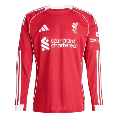 Men's Liverpool Home Long Sleeve Soccer Jersey 2025/26 - acejersey